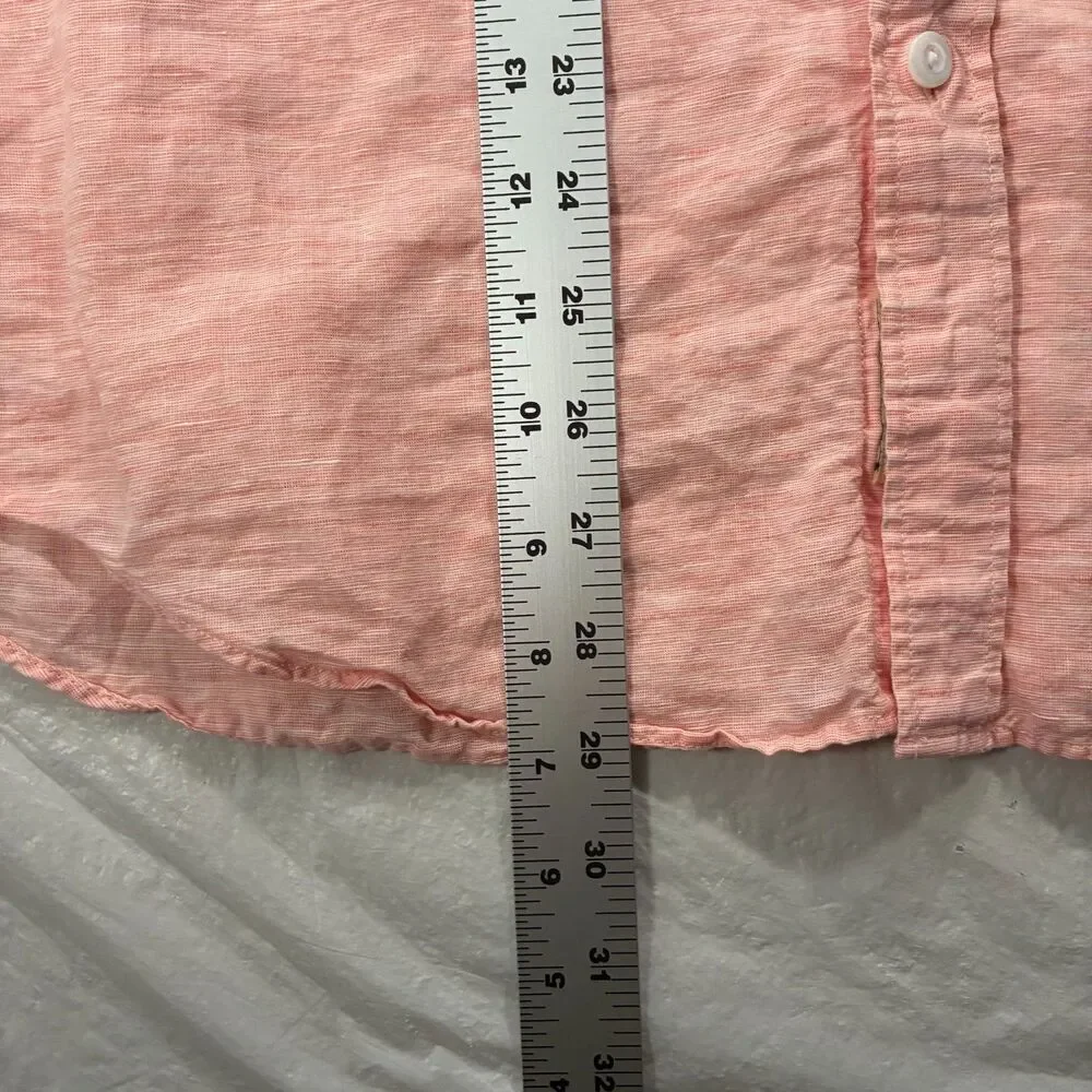 J.Crew Baird McNutt Irish Linen Shirt Mens Med Slim Salmon Pink Button Down